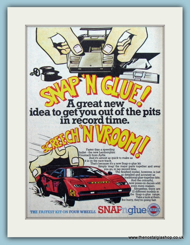 Airfix Snap N Glue Lamborghini Original Advert 1981 (ref AD6418)