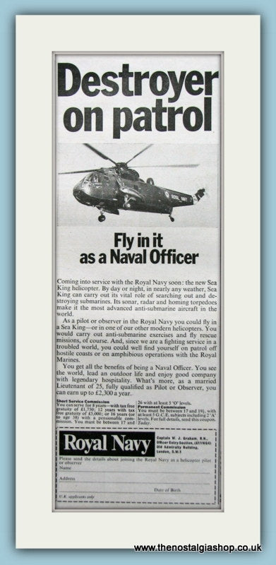 Royal Navy Sea King. Original Advert 1968 (ref AD6052)