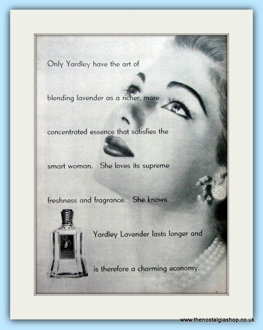 Yardley Lavender Perfume. Original Advert 1953 (ref AD4736)