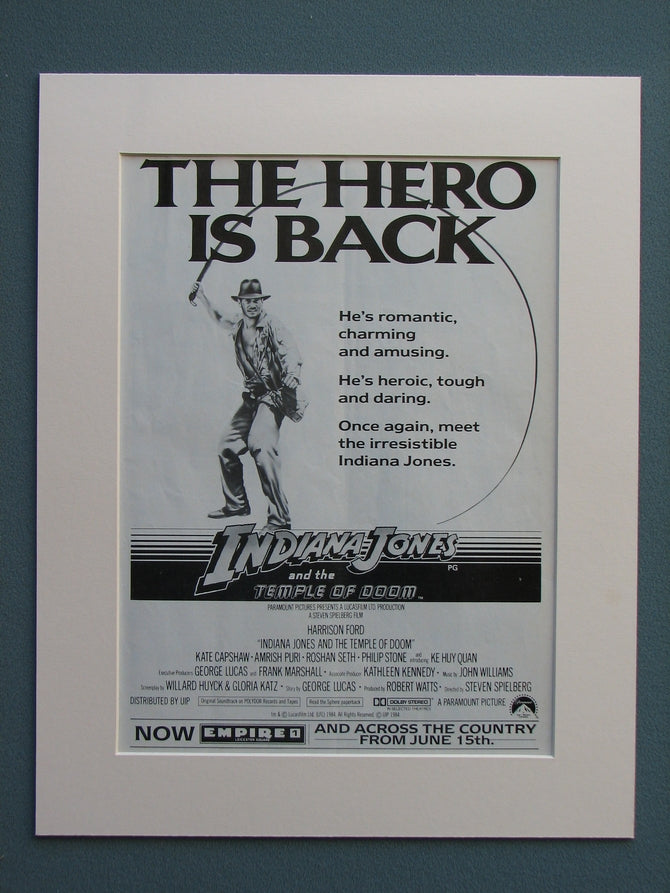 Indiana Jones And The Temple of Doom 1984 Original advert (ref AD631)