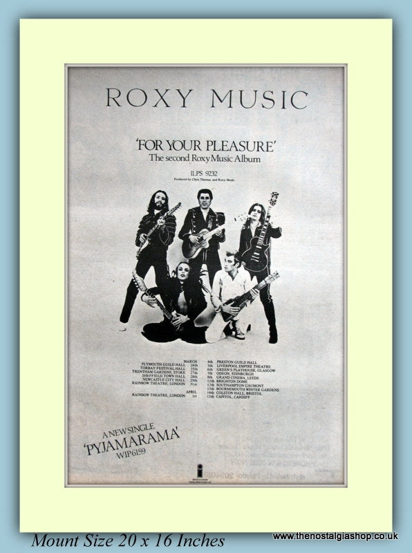 Roxy Music For Your Pleasure Original Advert 1973 (ref AD9112)