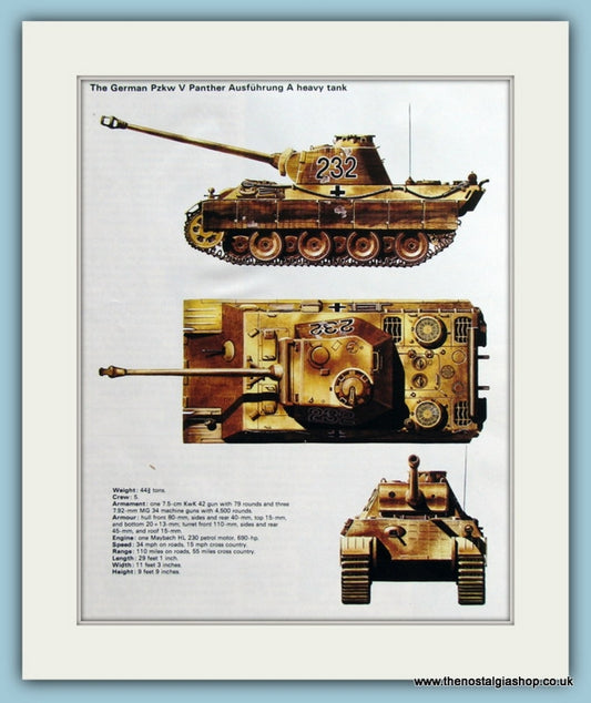 German Pzkw V Panther Ausfuhrung A Heavy Tank. Print (ref PR442)