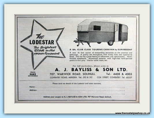 The Lodestar Caravan By Sun-Regent Original Advert 1955 (ref AD5069)