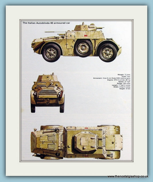 Italian Autoblinda 40 Armoured Car Print (ref PR464)
