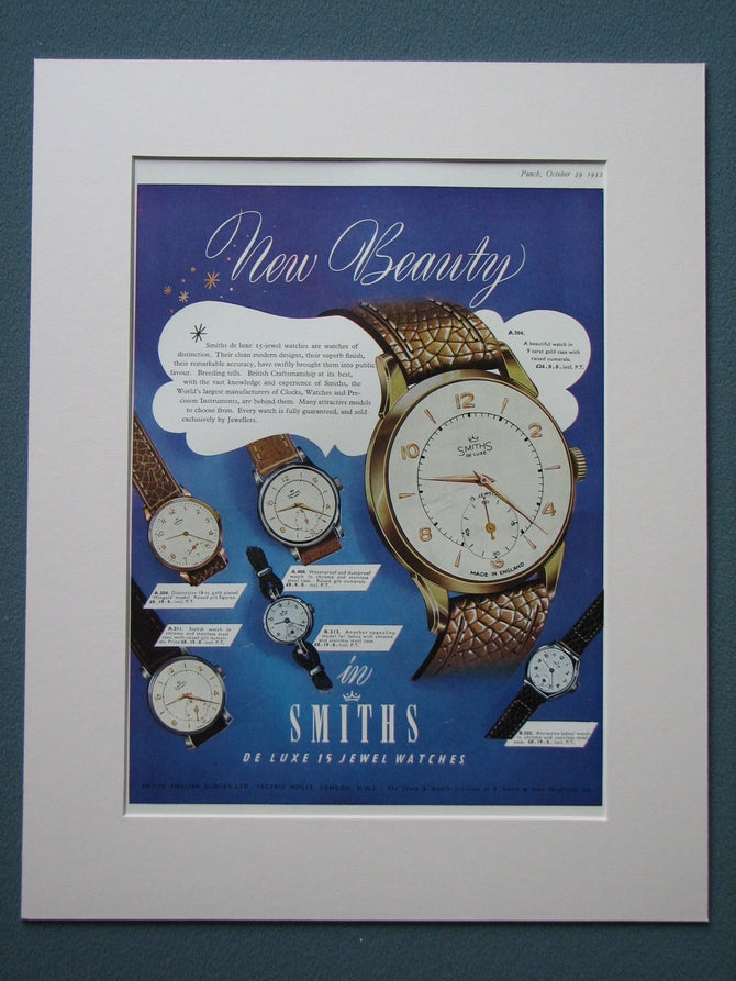 Smiths Jewel Watches 1952 Original advert (ref AD828)