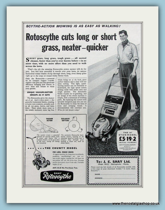 Rotoscythe Mower. Original Advert 1955 (ref AD4614)
