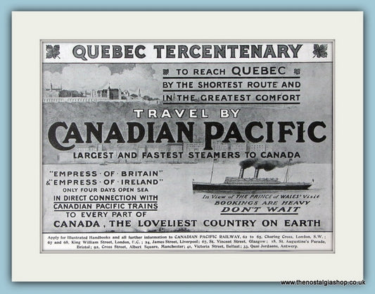 Canadian Pacific Original Advert 1908 (ref AD2271)