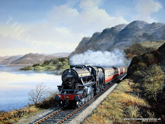 Stanier Black Five 45360 at Loch Carron 1950's. (ref N13)