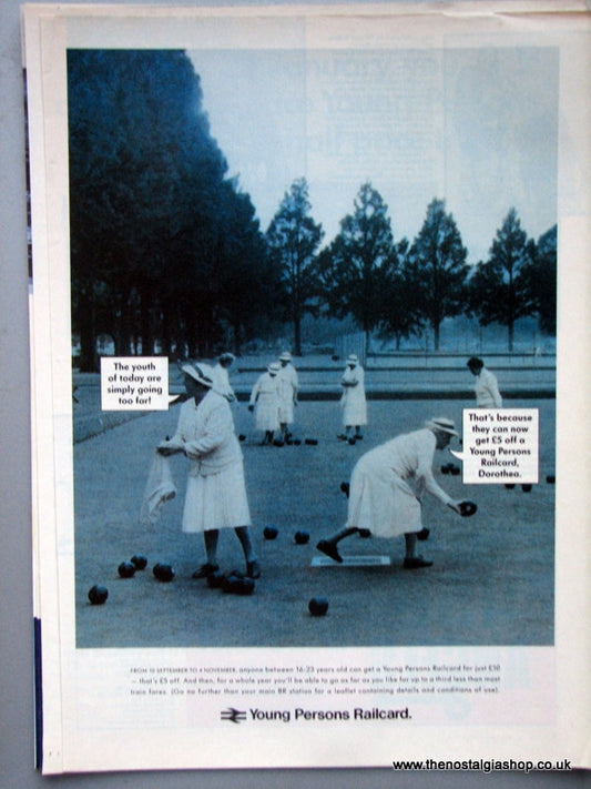 Young Persons Railcard Original Advert 1989 (ref AD6566)