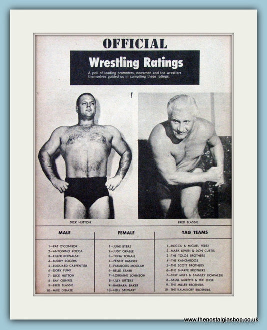 Wrestling Ratings 1960. Vintage Print (ref AD5035)