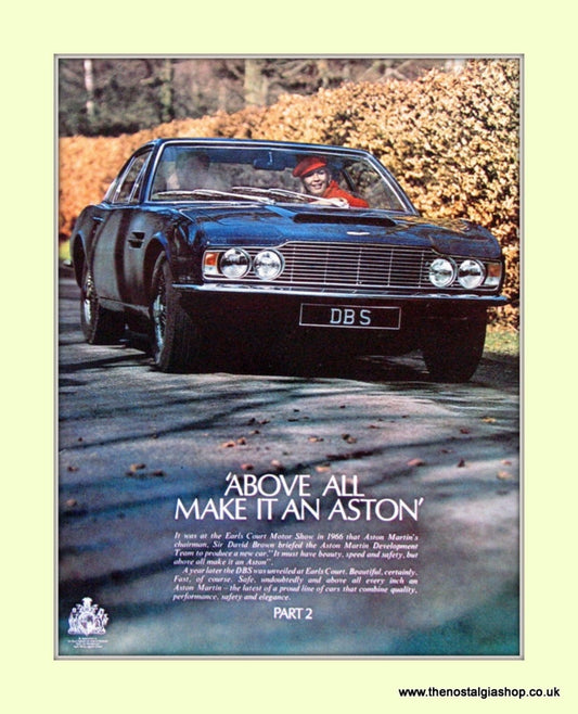 Aston Martin Set Of 2 Original Adverts 1968 (ref AD6688)