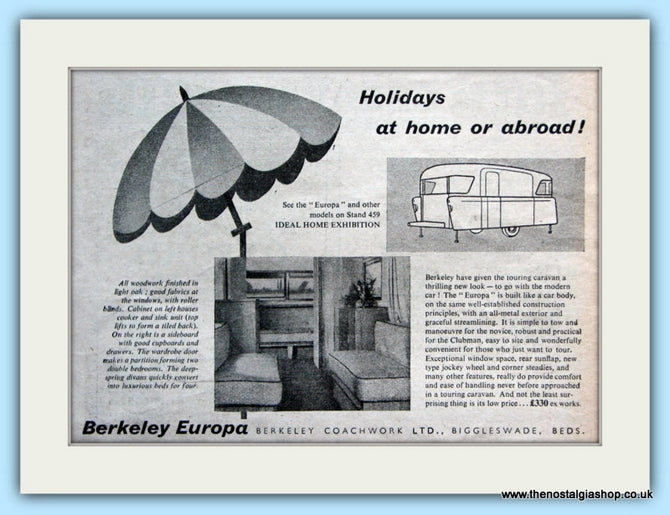 Berkeley Europa Ideal Home Exhibition Original Advert 1953 (ref AD5088)