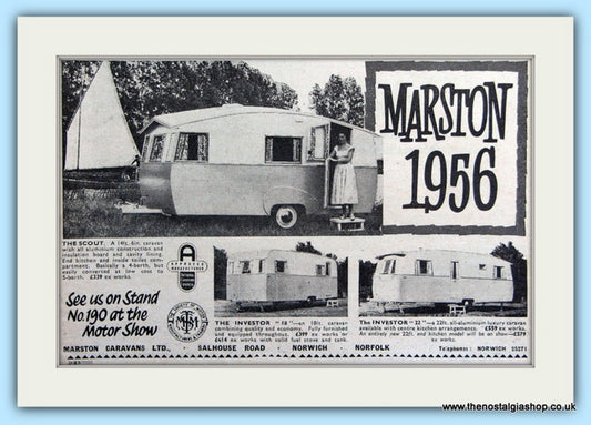 Marston Scout, Investor Caravans Original Advert 1955 (ref AD6332)