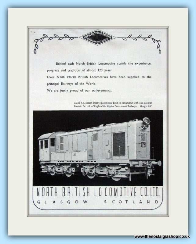 North British Locomotive Co. Ltd. Original Advert 1951 (ref AD6165)