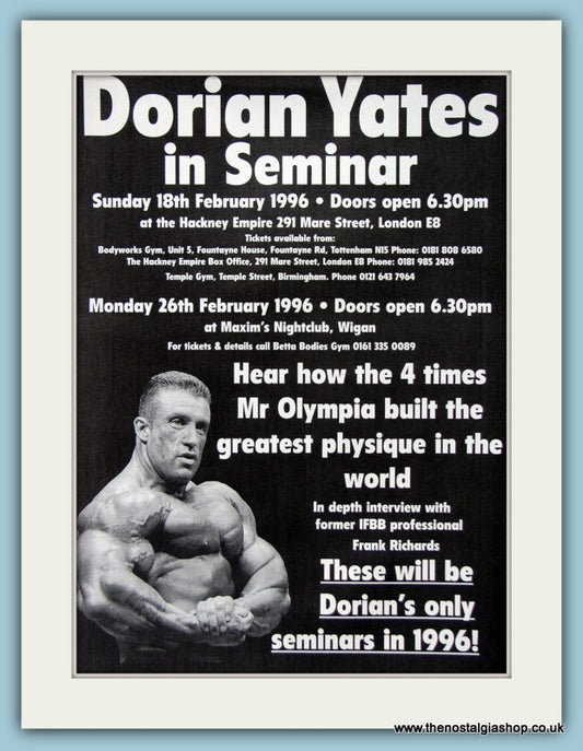 Dorian Yates In Seminar Original Advert 1996 (ref AD3941)