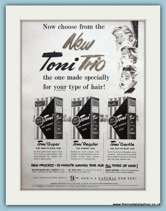 Toni Trio Hair Waving Shampoo Original Advert 1954 (ref AD3636)