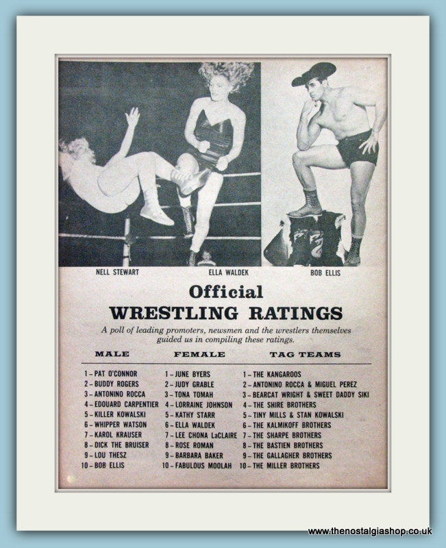Wrestling Ratings 1960. Vintage Print (ref AD5037)