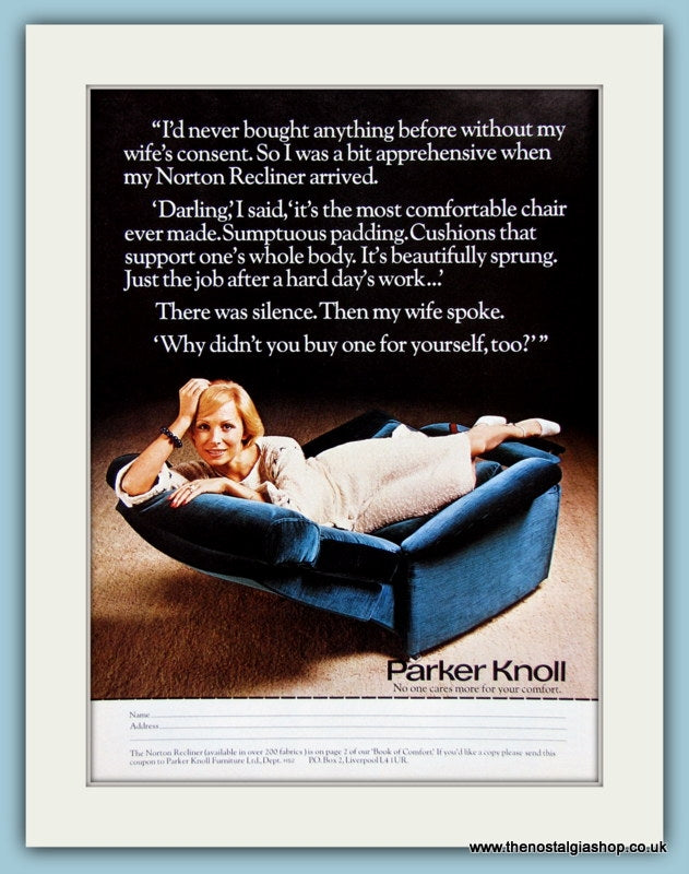 Parker Knoll, The Norton Recliner. Original Advert 1978 (ref AD2470)