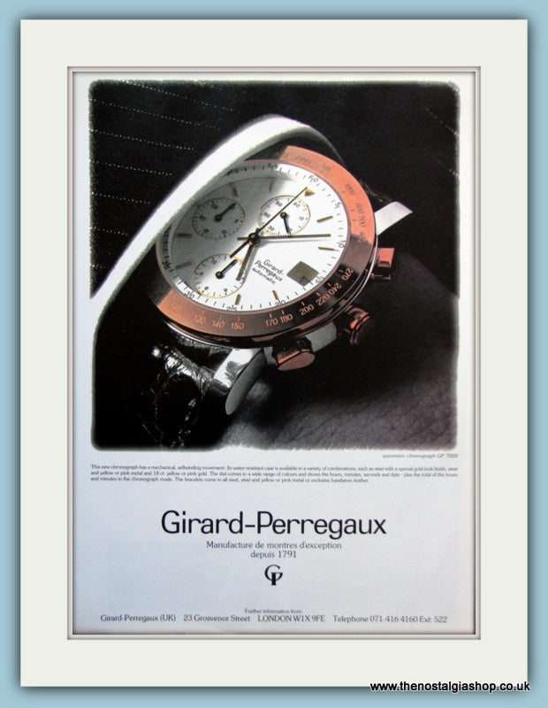 Girard-Perregaux Watches. Original Advert 1990 (ref AD6118)