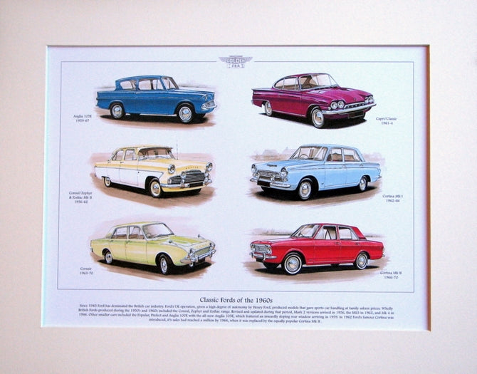 Ford Classics of the 1960`s  Mounted Print