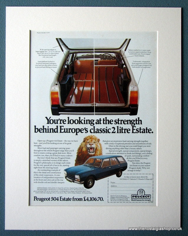 Peugeot 504 Estate Original Advert 1977 (ref AD1401)