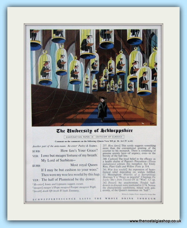 Schweppes Drinks The University Of Schweppshire Original Advert 1961 (ref AD5013)