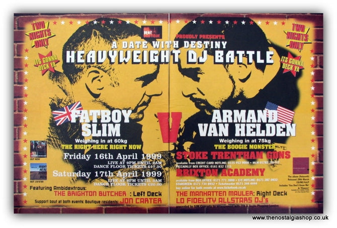Fatboy Slim v Armand Van Helden  2 Night Show Original Advert 1999 (ref AD9042)