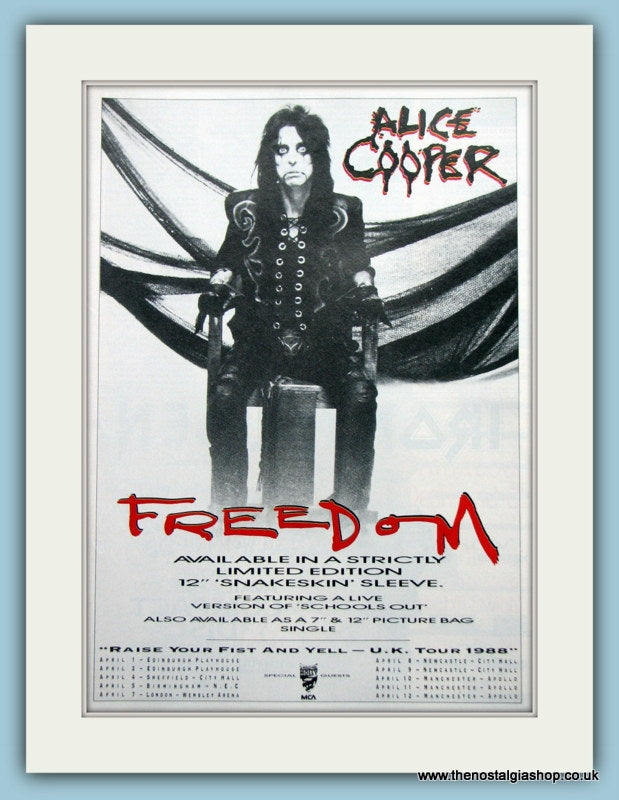 Alice Cooper Freedom. Original Advert  1988 (ref AD3138)