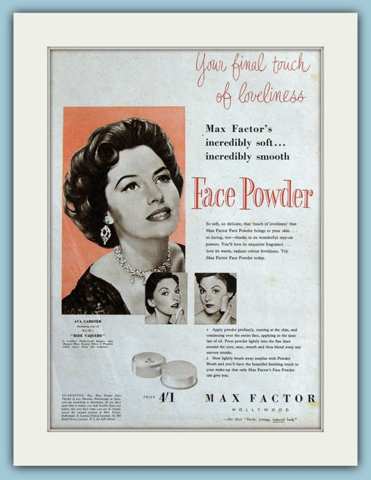 Max Factor Face Powder Original Advert 1953 (ref AD3707)