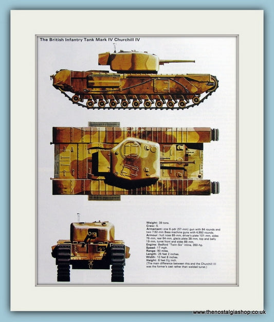British Infantry Tank Mark IV Churchill IV Print (ref PR481)
