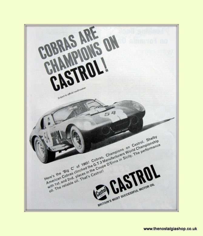 AC Cobra on Castrol. Original Advert 1965 (ref AD6611)