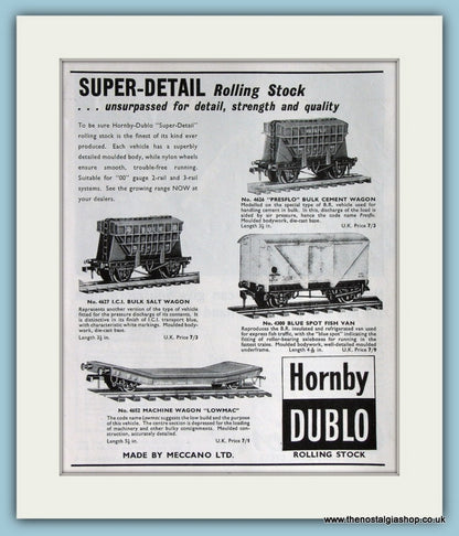 Hornby Dublo Set of 2 Rail Original Adverts 1962 (ref AD2839)