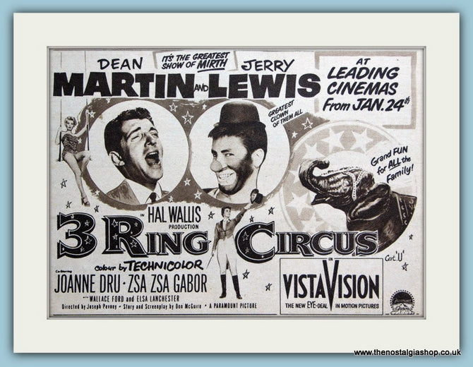3 Ring Circus-Dean Martin, Jerry Lewis 1955 Original Film Advert (ref AD3338)