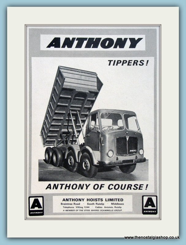 Anthony Tipper Trucks. Original Advert 1966 (ref AD2968)