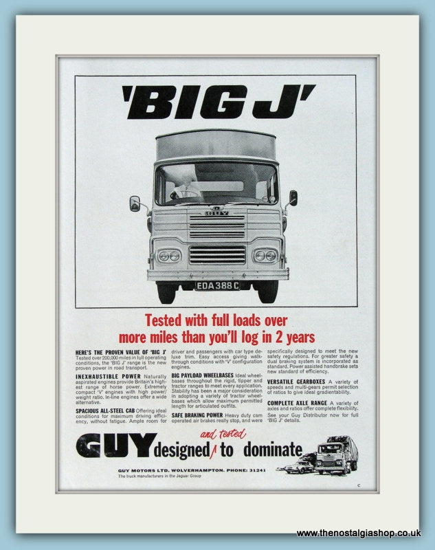 Guy Big J Truck Original Advert 1966 (ref AD2970)