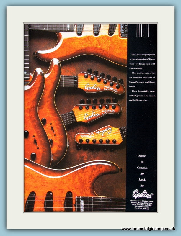Godin Hand Made Guitars. Original Advert 1991 (ref AD2214)