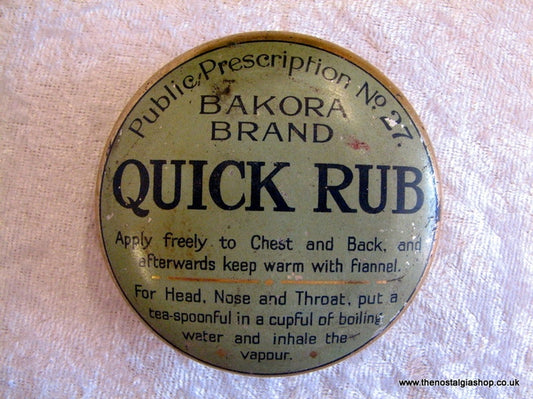 Bakora Brand Quick Rub. Vintage Tin (ref nos046)
