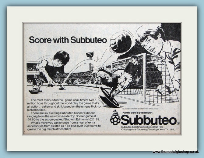 Subbuteo Soccer Original Advert 1979 (ref AD6382)