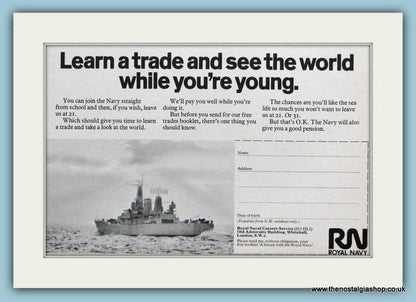 Royal Navy, Learn  a Trade. Set of 2 Original Adverts 1968 (ref AD6060)