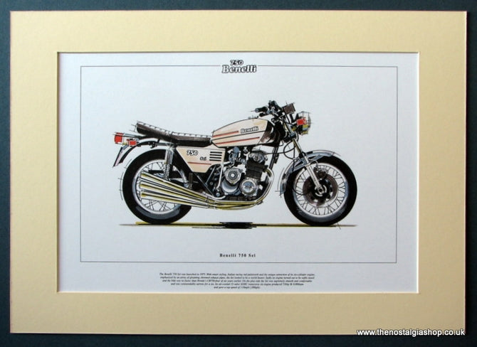 Benelli 750 Sei Mounted Motorcycle Print (ref PR3036)
