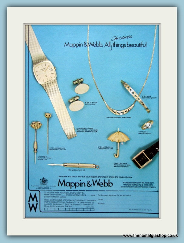 Mappin & Webb Gold Original Advert 1978 (ref AD6254)