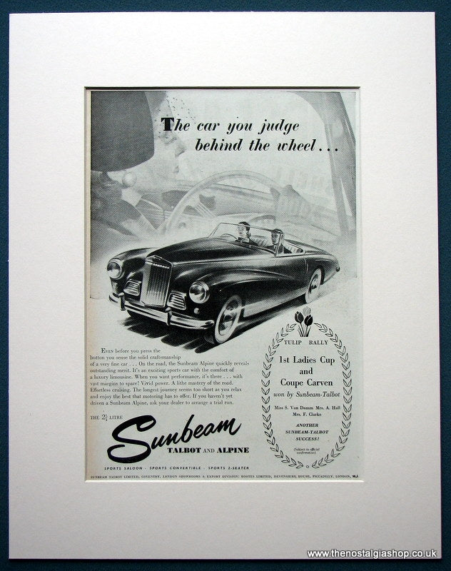 Sunbeam Talbot & Alpine Set Of 2 1954 Original Adverts (ref AD1090)