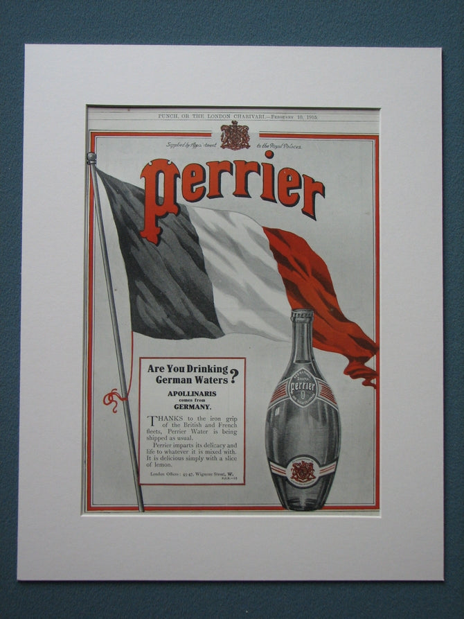 Perrier Water Set of 2 Original adverts 1915 (ref AD834)