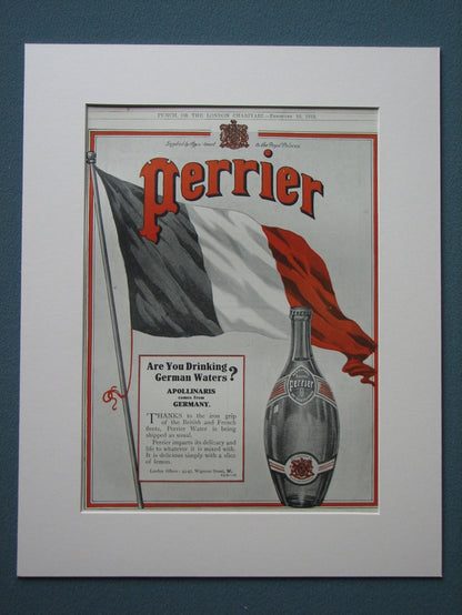 Perrier Water Set of 2 Original adverts 1915 (ref AD834)