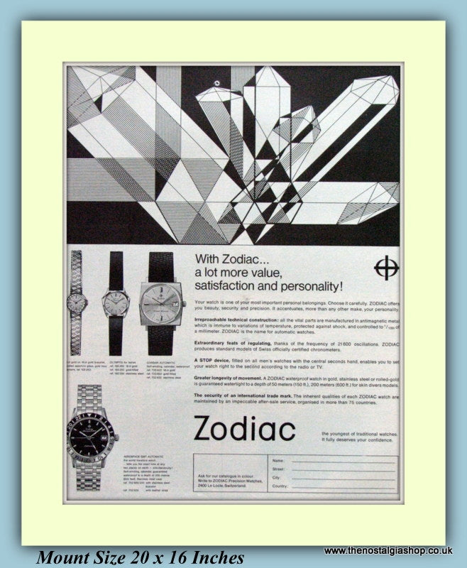 Zodiac Watches Original Advert 1966 (ref AD9380)