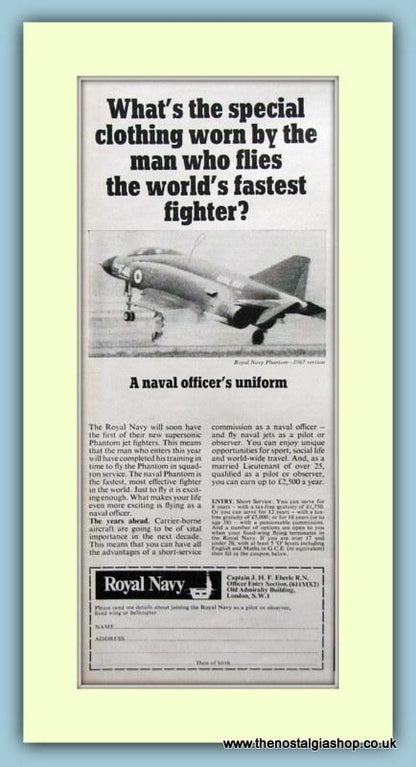 Royal Navy, Phantom Jet. Set of 3 Original Adverts 1960's (ref AD6051)