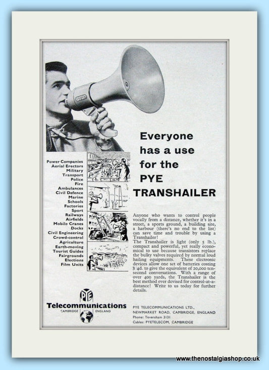 Transhailer Pye Original Advert 1957 (ref AD6523)