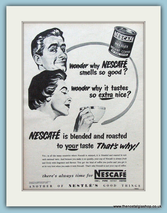 Nescafe instant Coffee. Original Advert 1956 (ref AD4281)