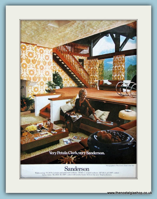 Sanderson Wallcoverings Featuring Petula Clark Original Advert 1974 (ref AD3890)