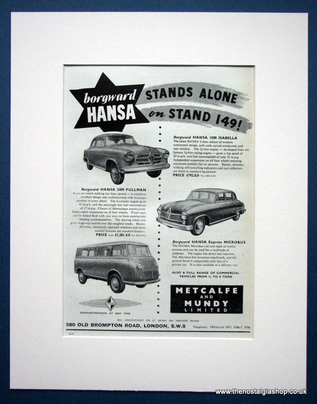 Bogward Hansa. Original advert 1954 (ref AD1391)